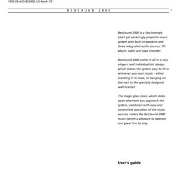 Bang and Olufsen Beosound 2000 owners manual PDF